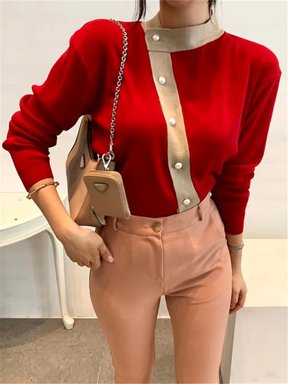 SW7697Q New 2023 Women'S Sweaters Autumn Winter Fashionable Elegant Lady Pearl Buttons Short Cardigans Vintage Tops