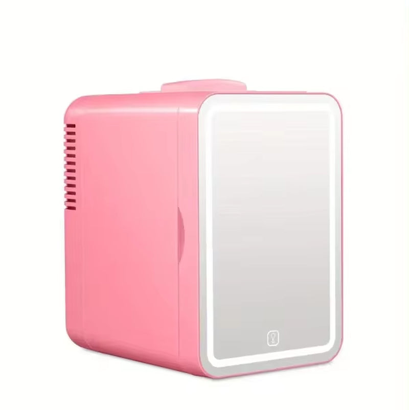 4L Mini Mirror Fridge, Beauty Makeup Skincare Refrigerator, AC/DC Heated Cooling Beauty Refrigerator, Car Mini Fridge